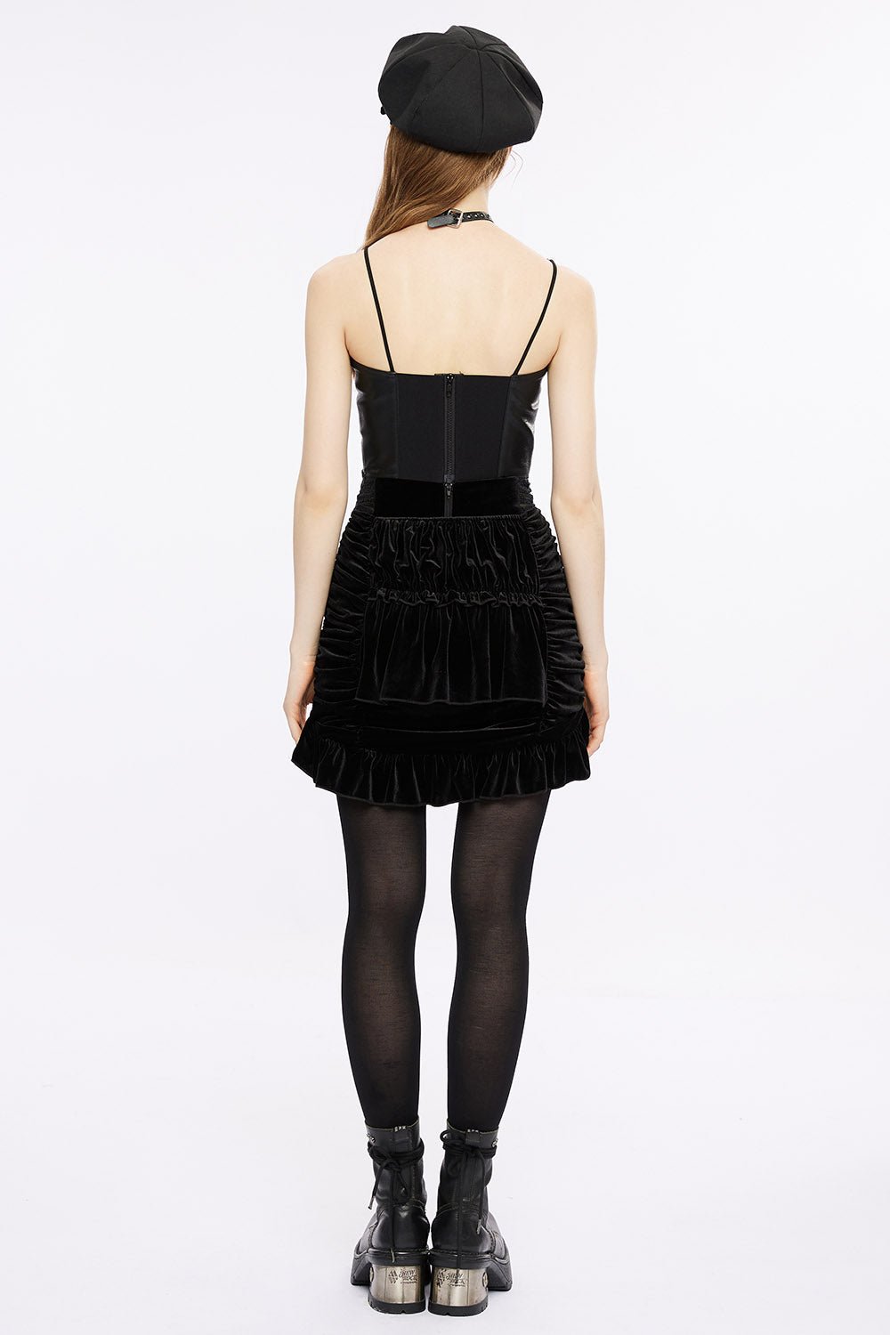 Black Prayer Bustle Mini Skirt