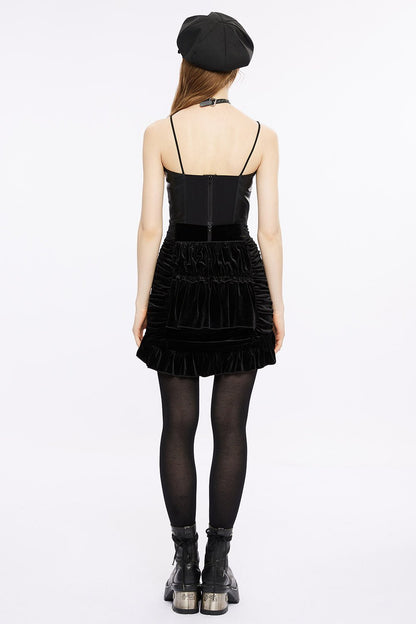 Black Prayer Bustle Mini Skirt