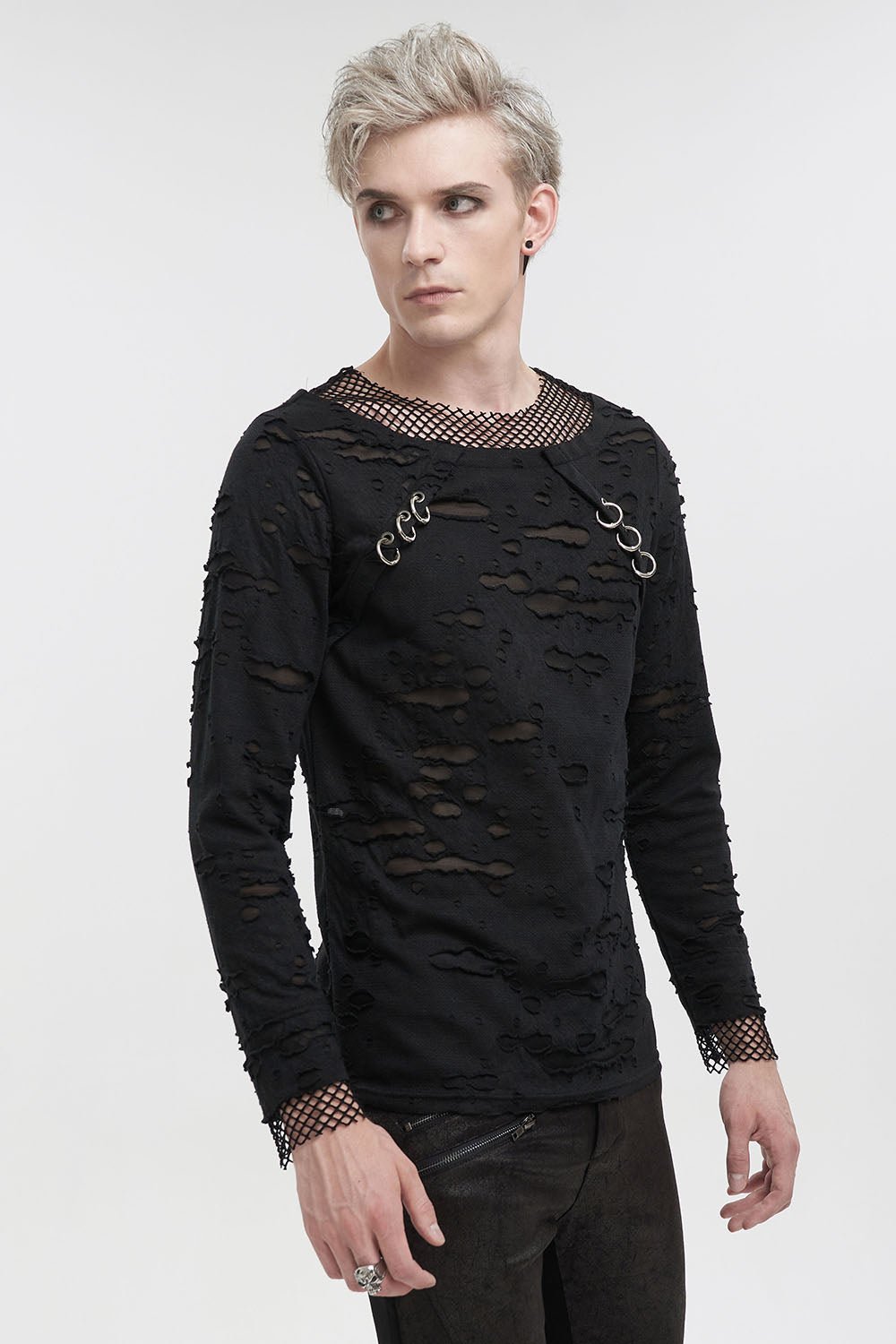 Black Whiskey Distressed Top
