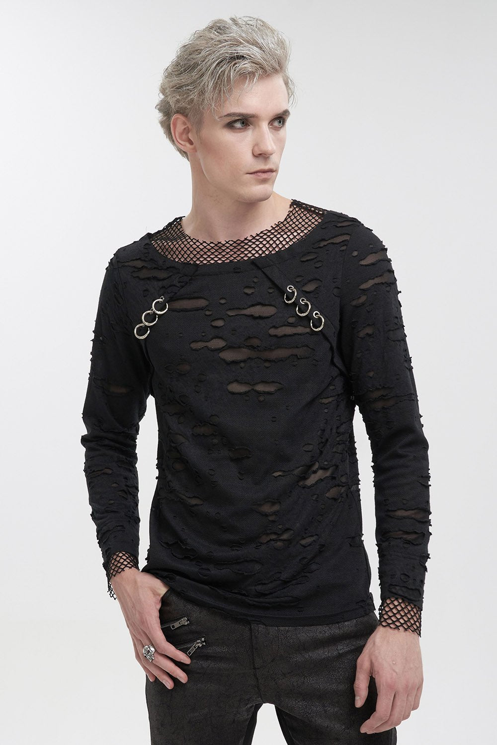 Black Whiskey Distressed Top
