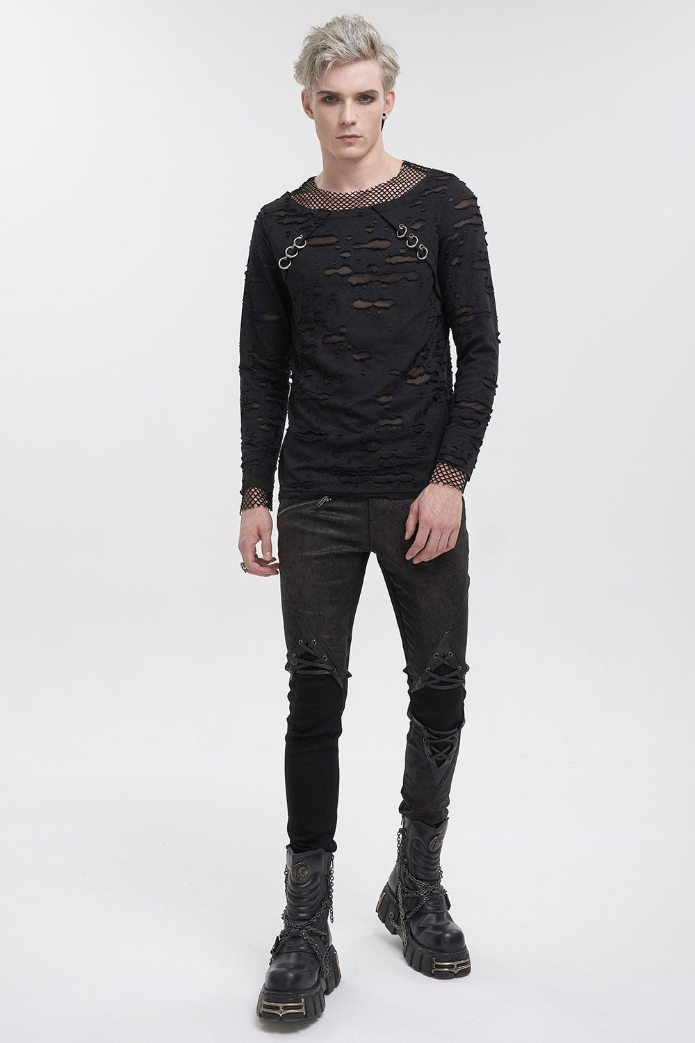 Black Whiskey Distressed Top