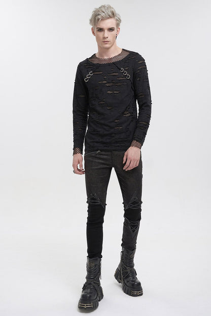 Black Whiskey Distressed Top
