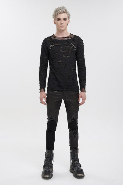 Black Whiskey Distressed Top