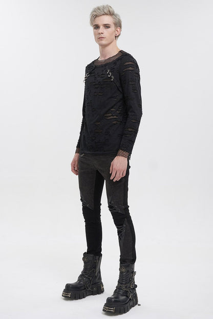 Black Whiskey Distressed Top