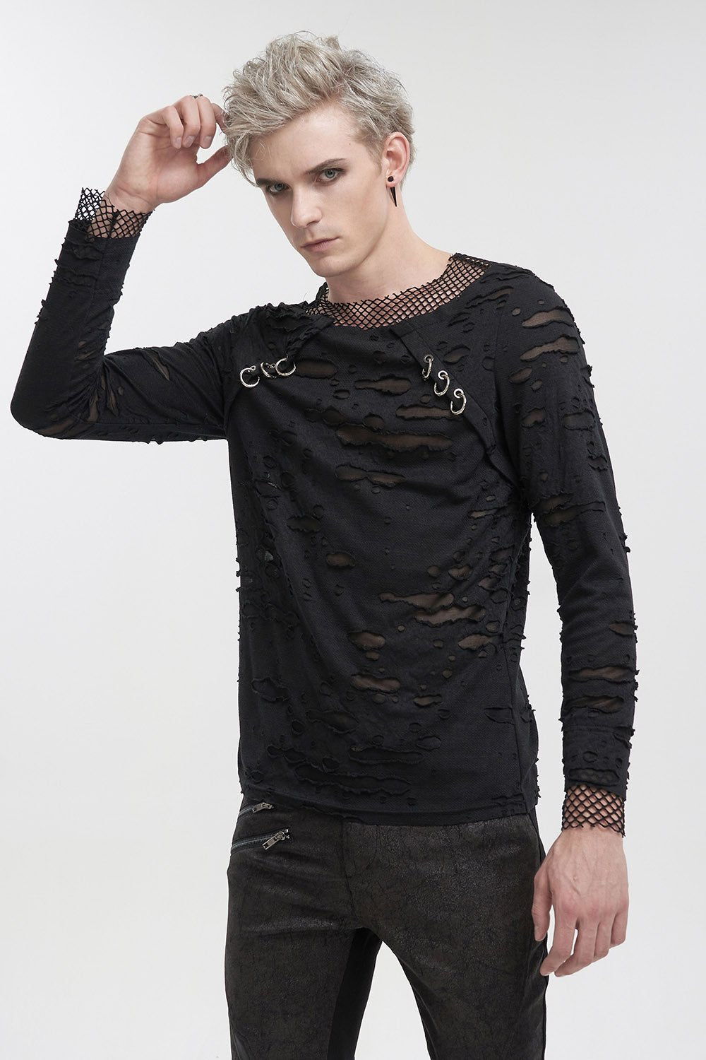 Black Whiskey Distressed Top