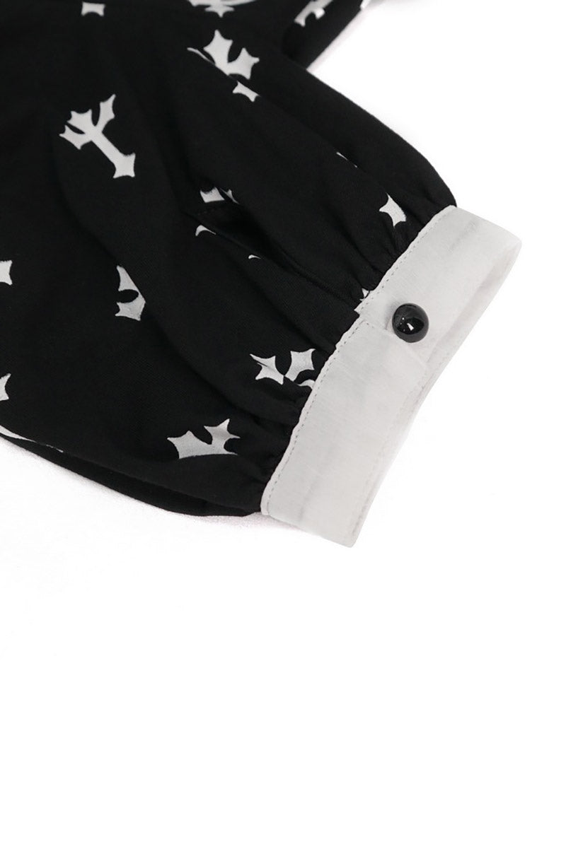 Blessed Be Gothic Cross Collar Blouse
