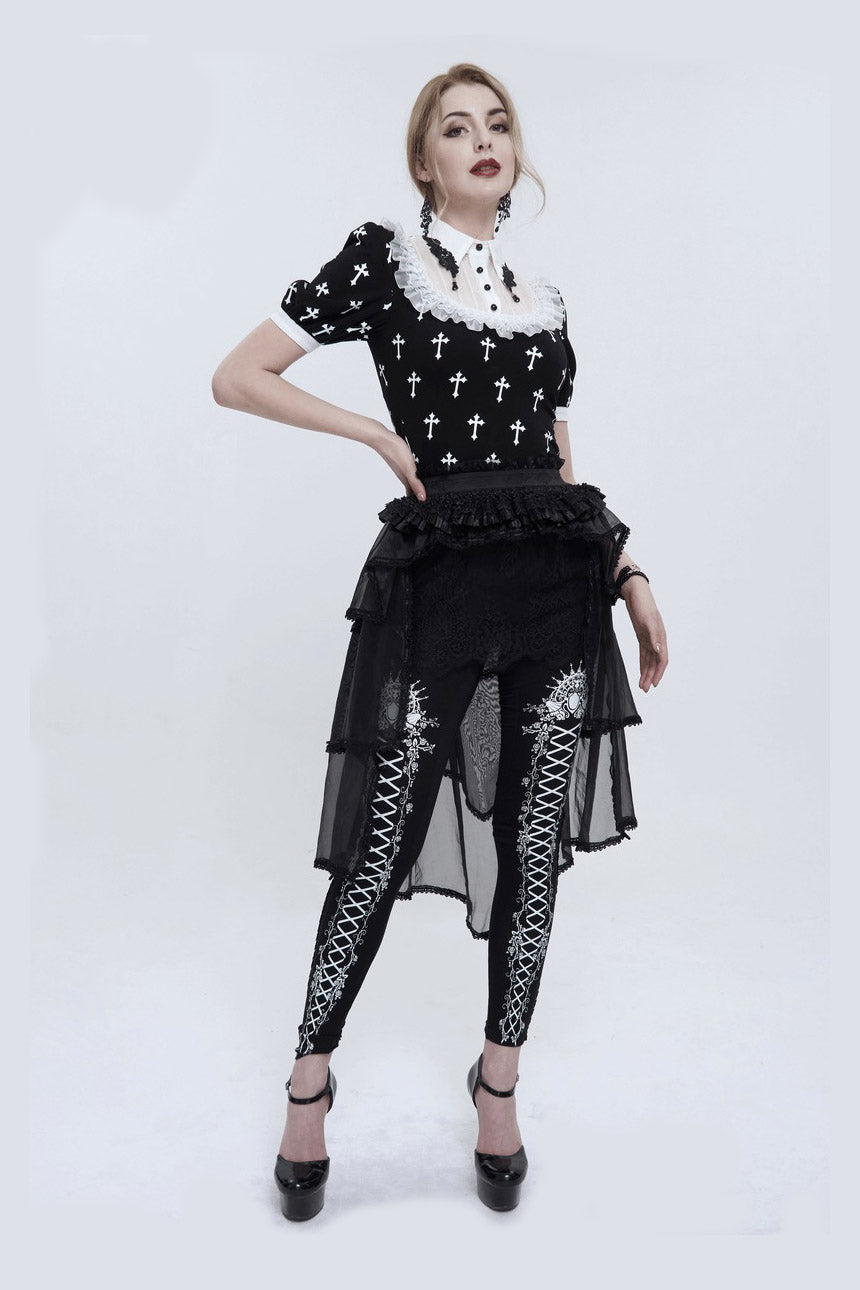 Blessed Be Gothic Cross Collar Blouse