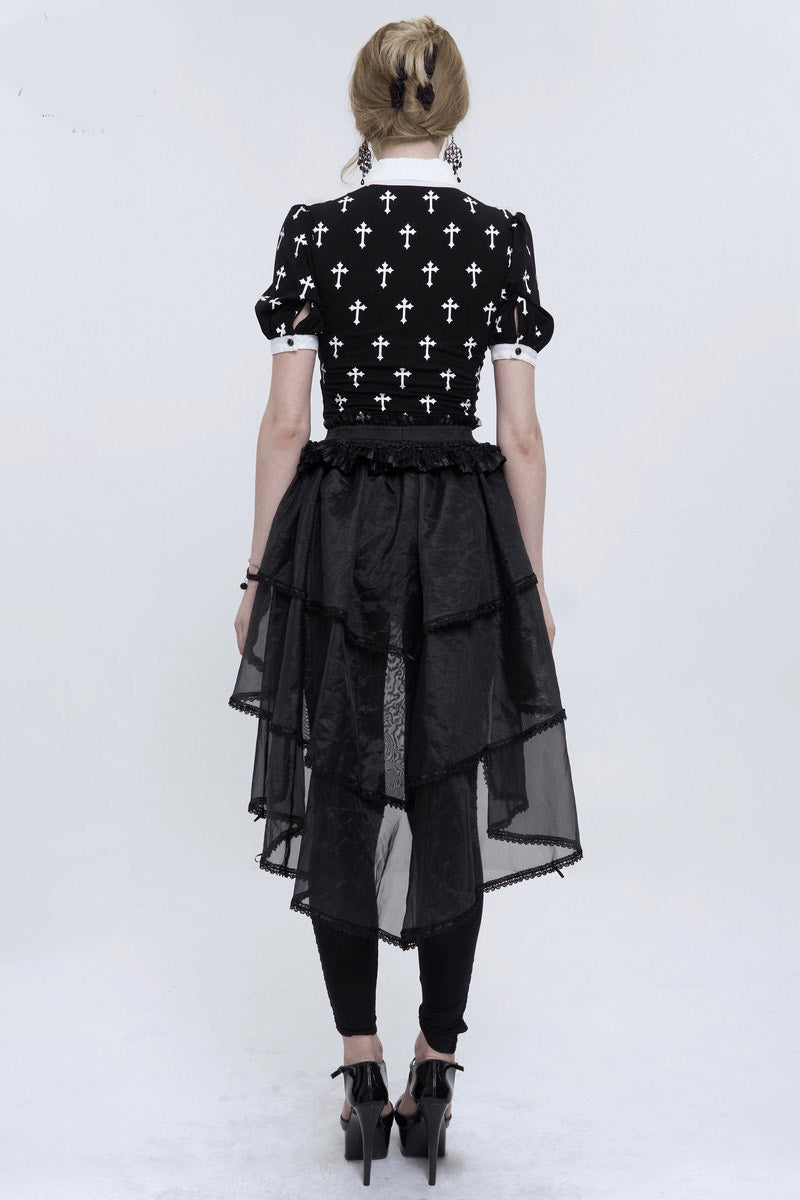 Blessed Be Gothic Cross Collar Blouse