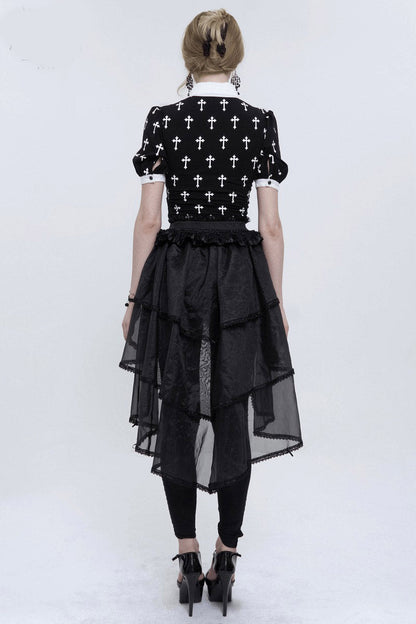 Blessed Be Gothic Cross Collar Blouse