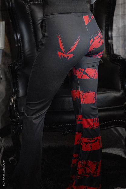 Blood Oath Striped Split Flares [Red/Black]