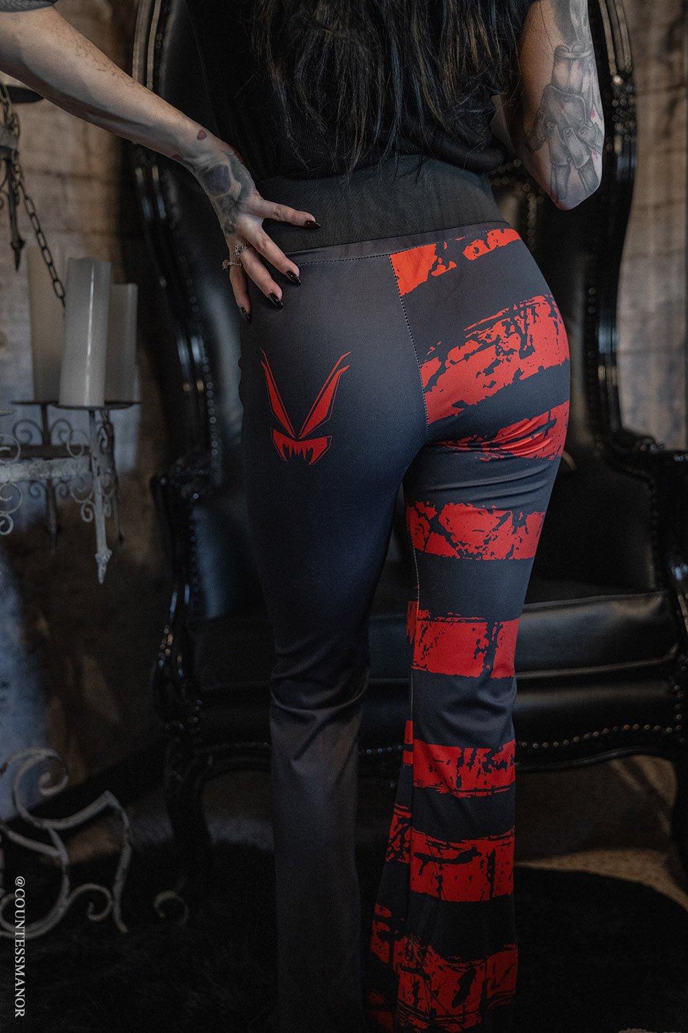Blood Oath Striped Split Flares [Red/Black]
