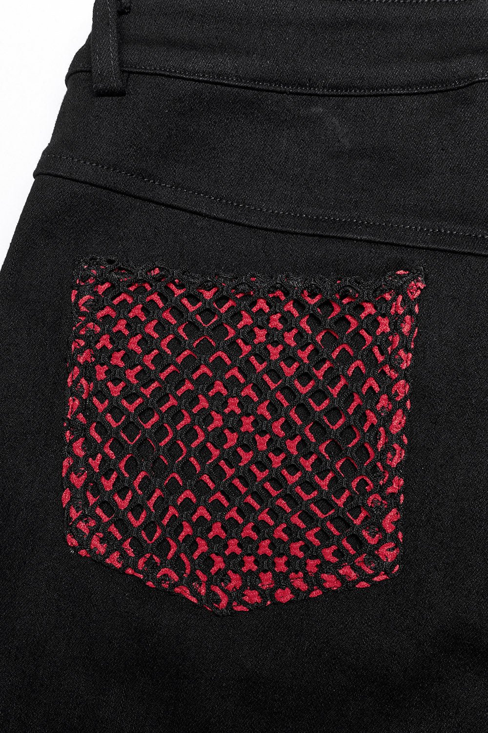 Bloodline Fishnet Skinny Jeans [BLACK/RED]