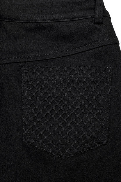 Bloodline Fishnet Skinny Jeans [BLACK/RED]