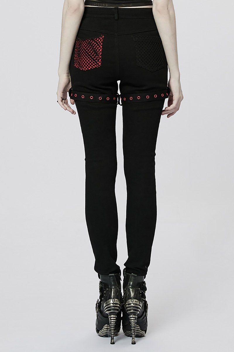 Bloodline Fishnet Skinny Jeans [BLACK/RED]