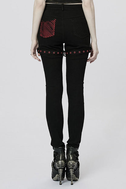 Bloodline Fishnet Skinny Jeans [BLACK/RED]