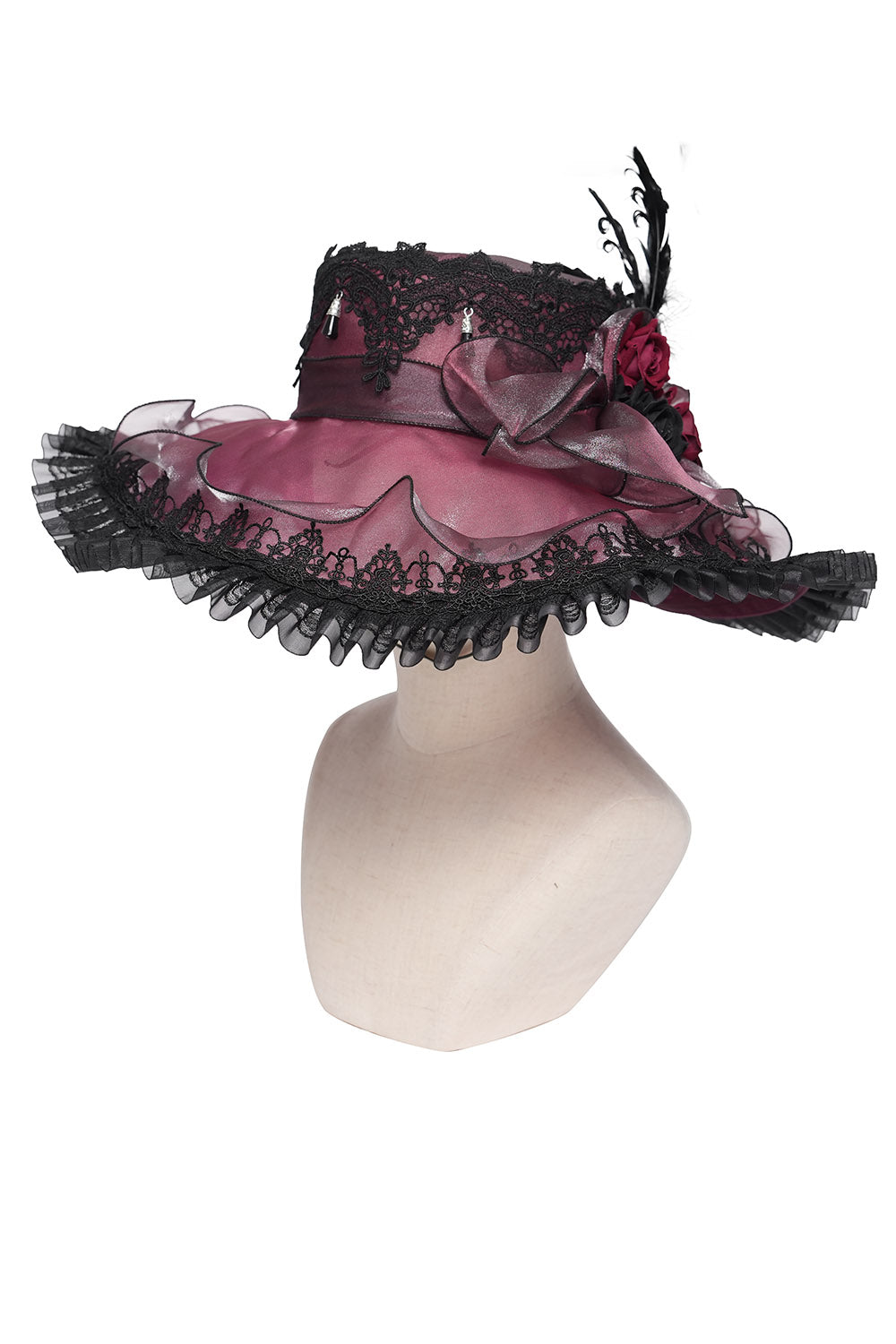 Bloodrose Ruffled Lace Garden Hat