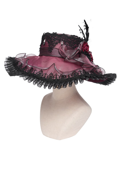 Bloodrose Ruffled Lace Garden Hat