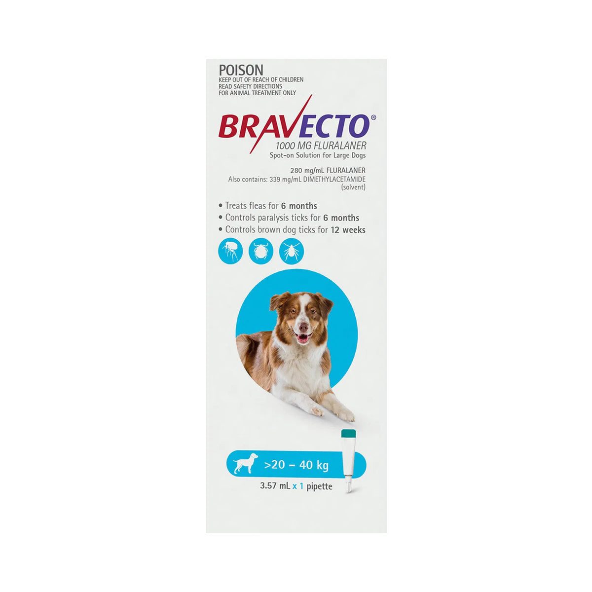 Bravecto - Spot On for Large Dogs (20 - 40 kg) Aqua