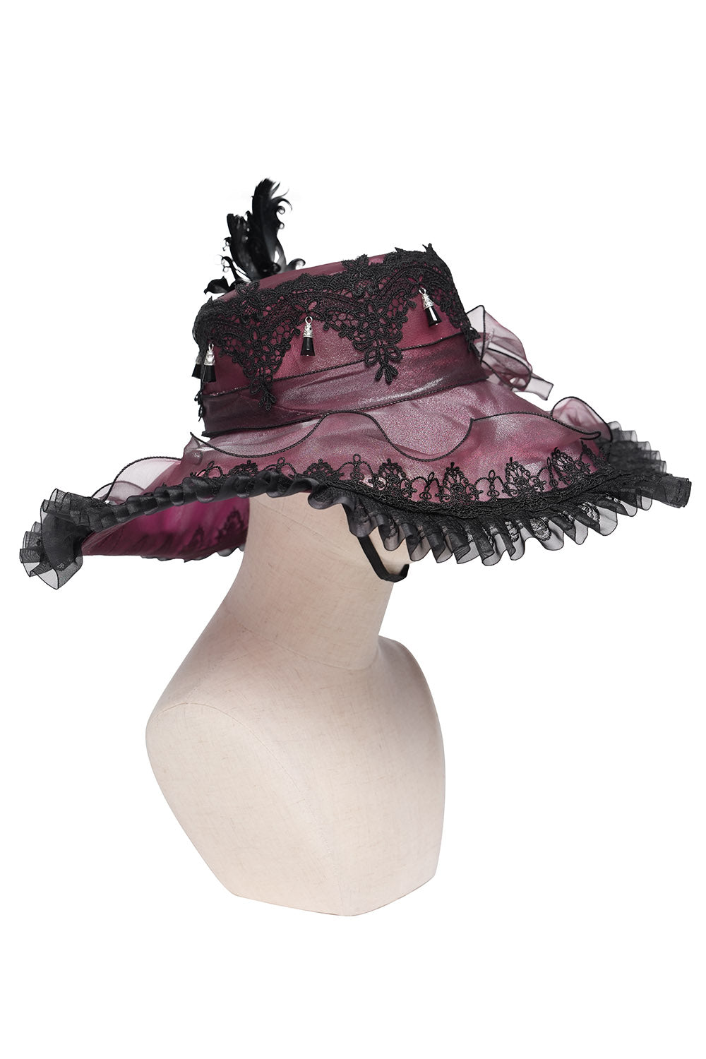 Bloodrose Ruffled Lace Garden Hat