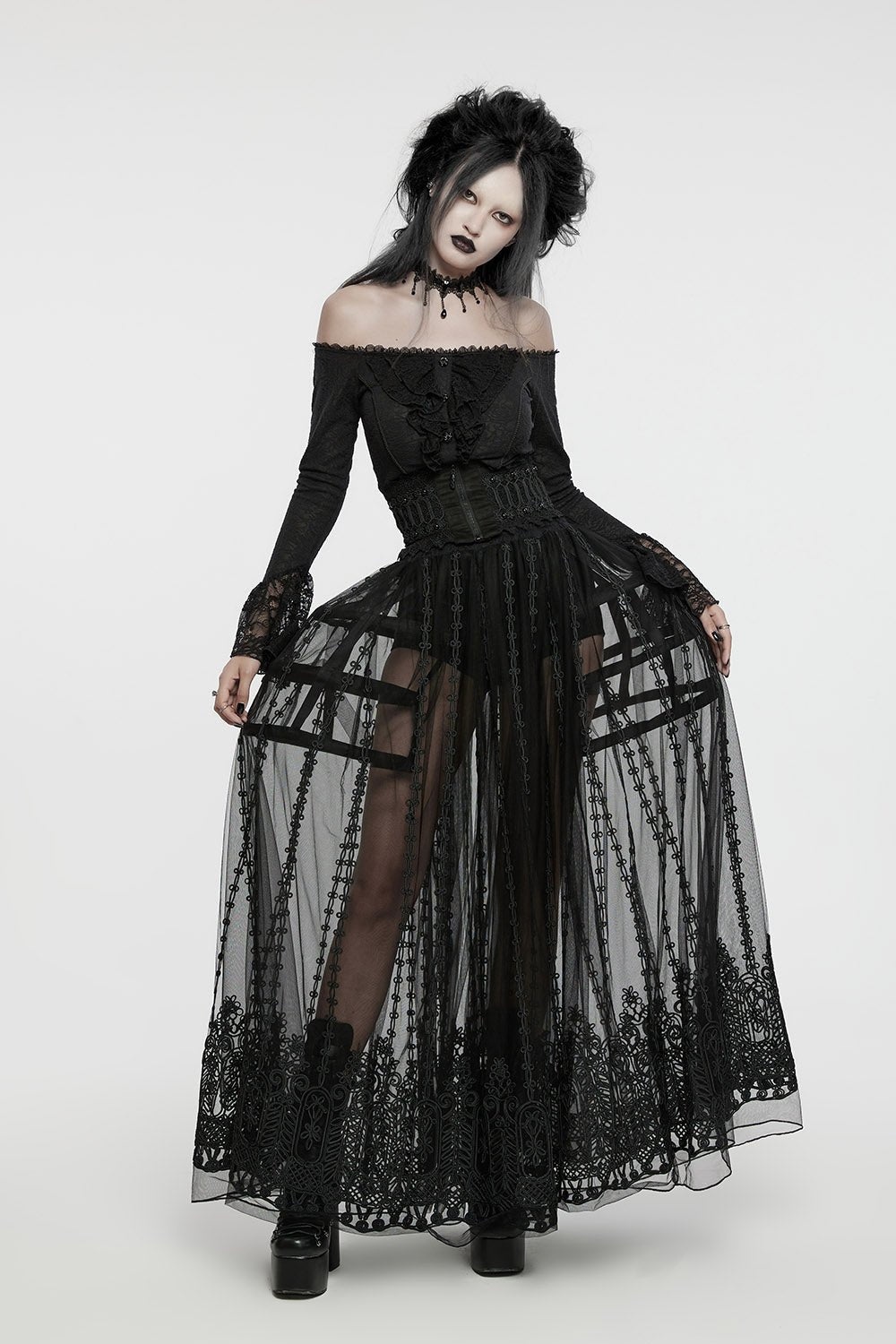Caged Raven Boning Bustle Skirt