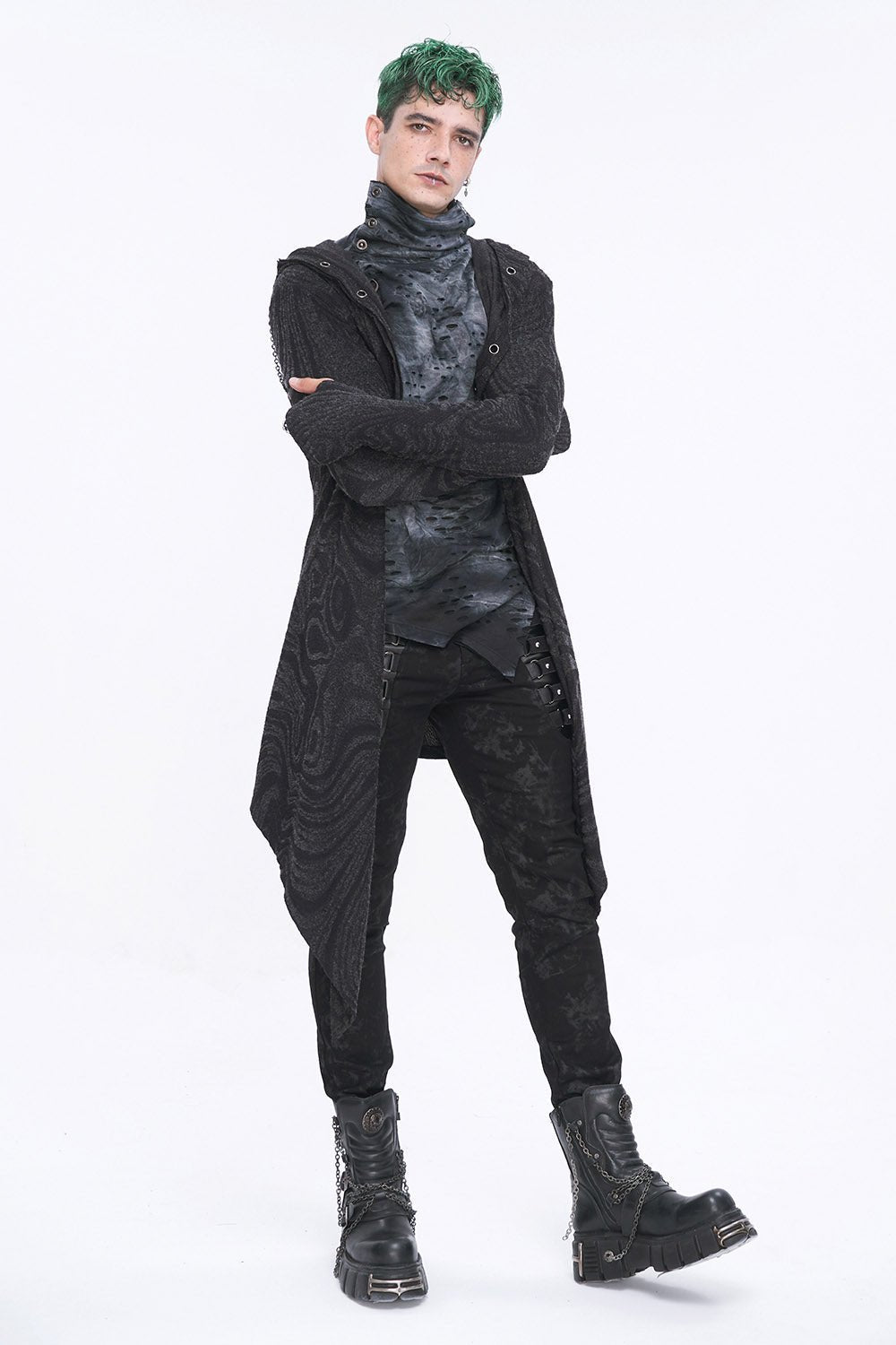 Chained Corrosion Hooded Cardigan
