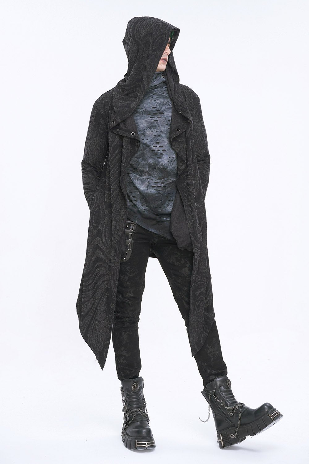 Chained Corrosion Hooded Cardigan