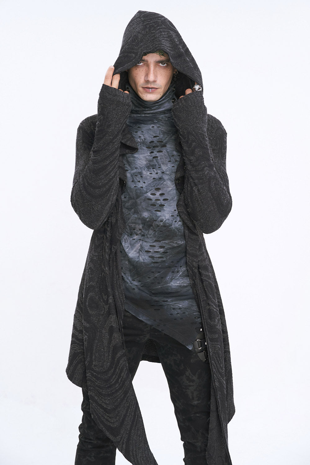 Chained Corrosion Hooded Cardigan