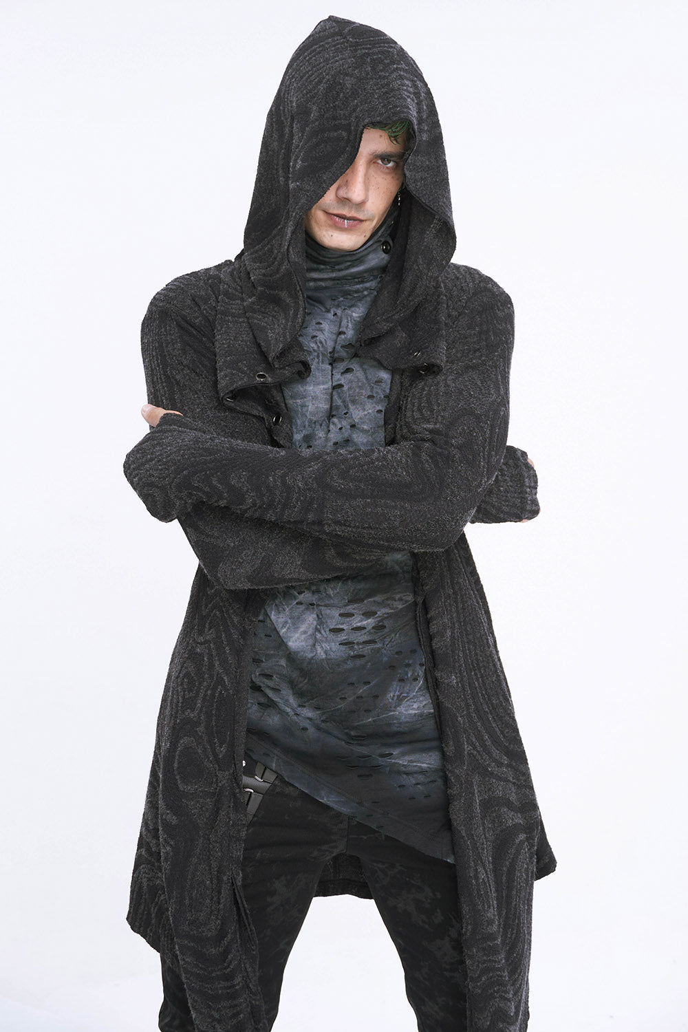 Chained Corrosion Hooded Cardigan