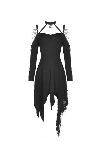 Crescent Moon Witch Distressed Dress