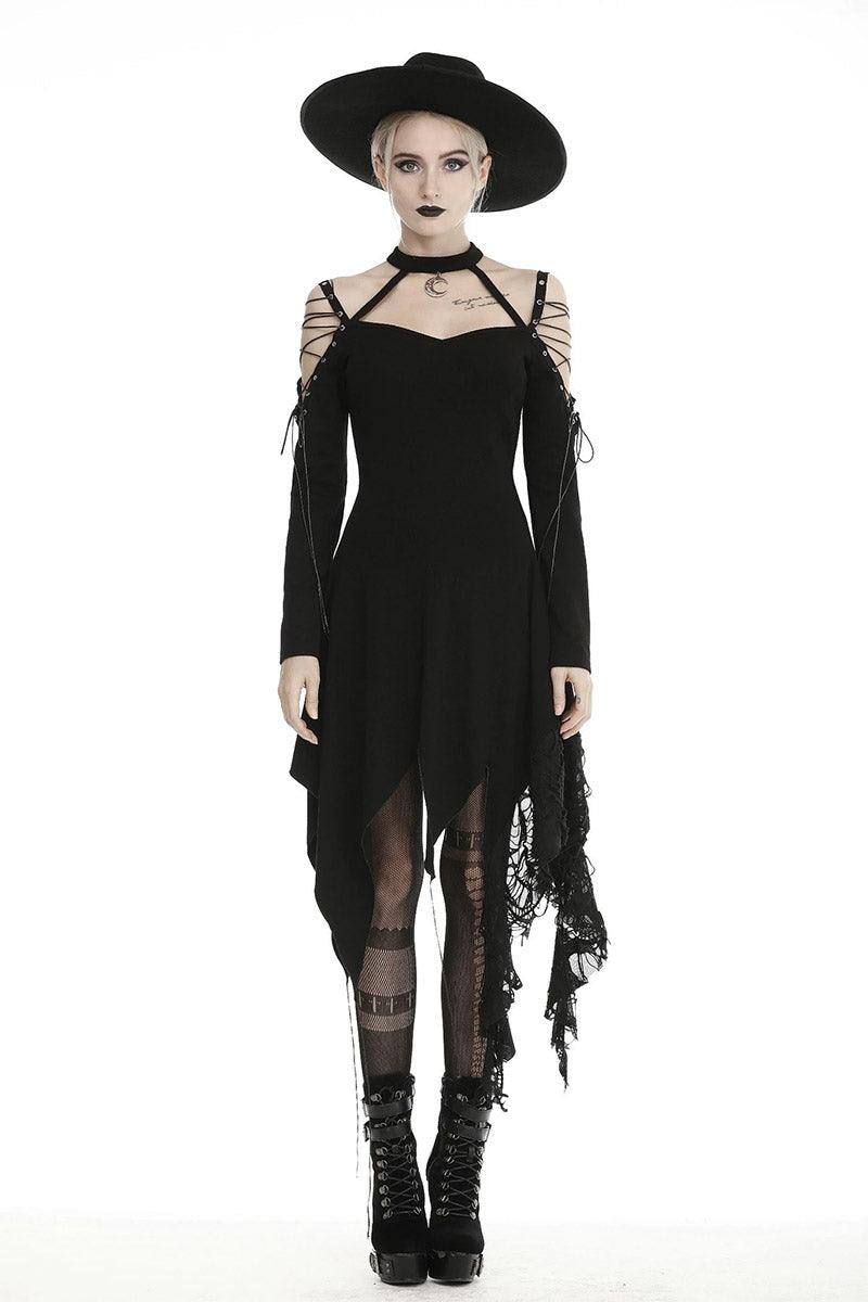 Crescent Moon Witch Distressed Dress