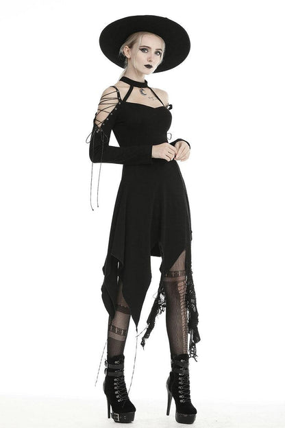 Crescent Moon Witch Distressed Dress