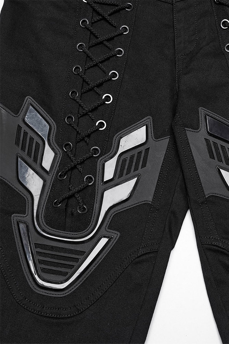 Black Armor Lace-Up Skinny Jeans