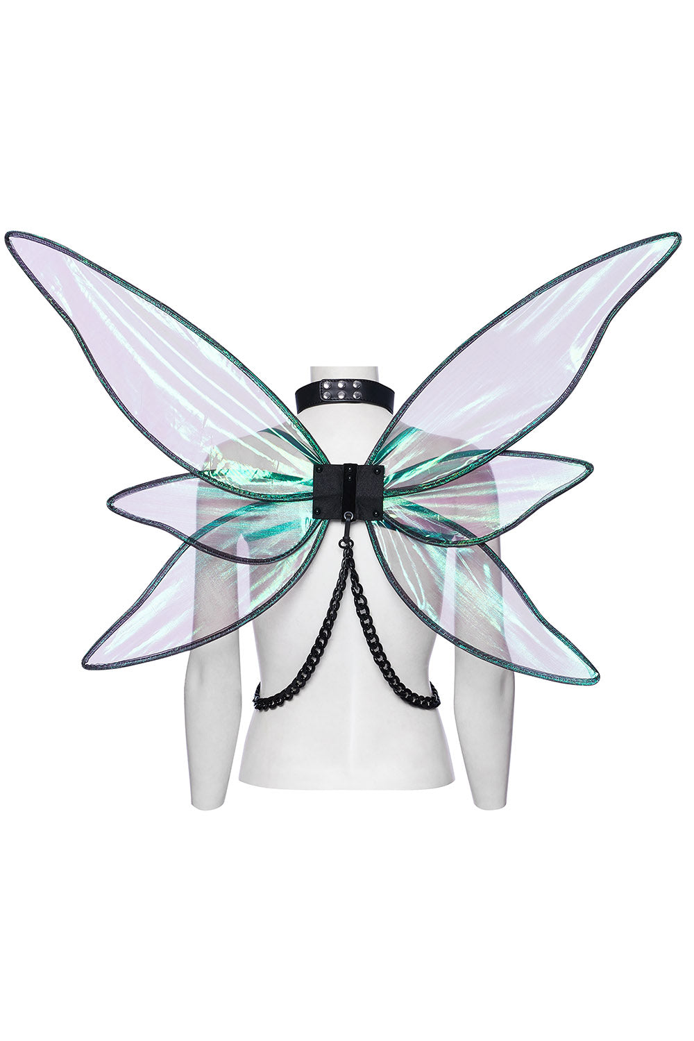 Cyberpunk Chain & Choker Fairy Wings Harness