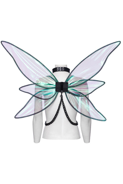 Cyberpunk Chain & Choker Fairy Wings Harness