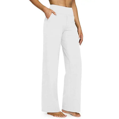 Women’s High-Waisted Wide-Leg Pants – Comfortable Business Casual Trousers with Pockets