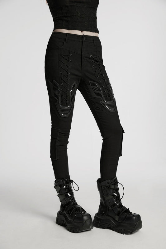 Black Armor Lace-Up Skinny Jeans