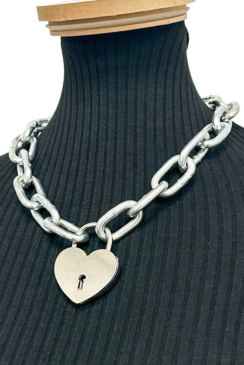 Chunky Chain Heart Padlock Choker