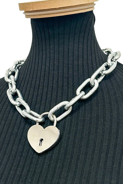 Chunky Chain Heart Padlock Choker