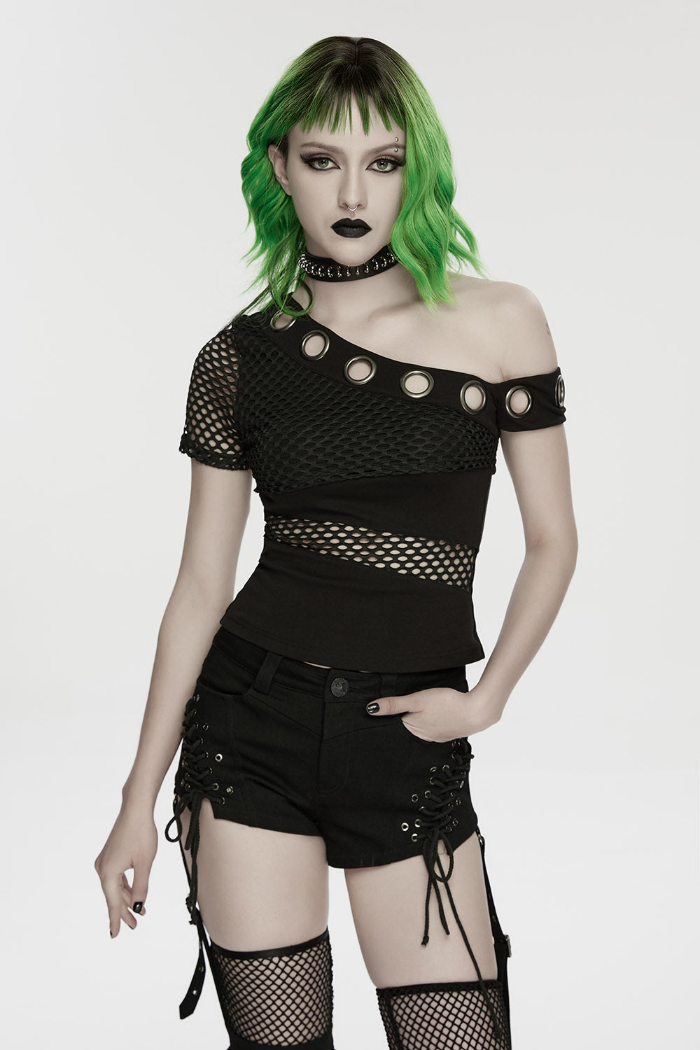 Absinthe Cotton Fishnet Top