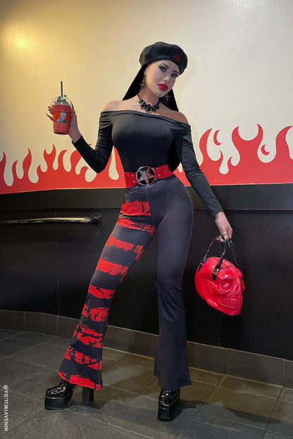Blood Oath Striped Split Flares [Red/Black]