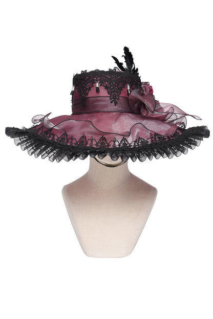 Bloodrose Ruffled Lace Garden Hat