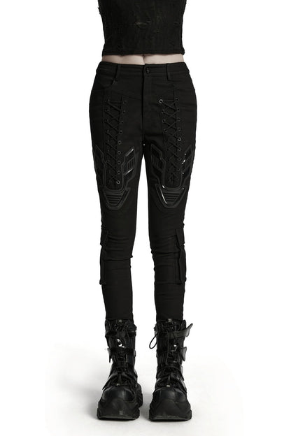 Black Armor Lace-Up Skinny Jeans