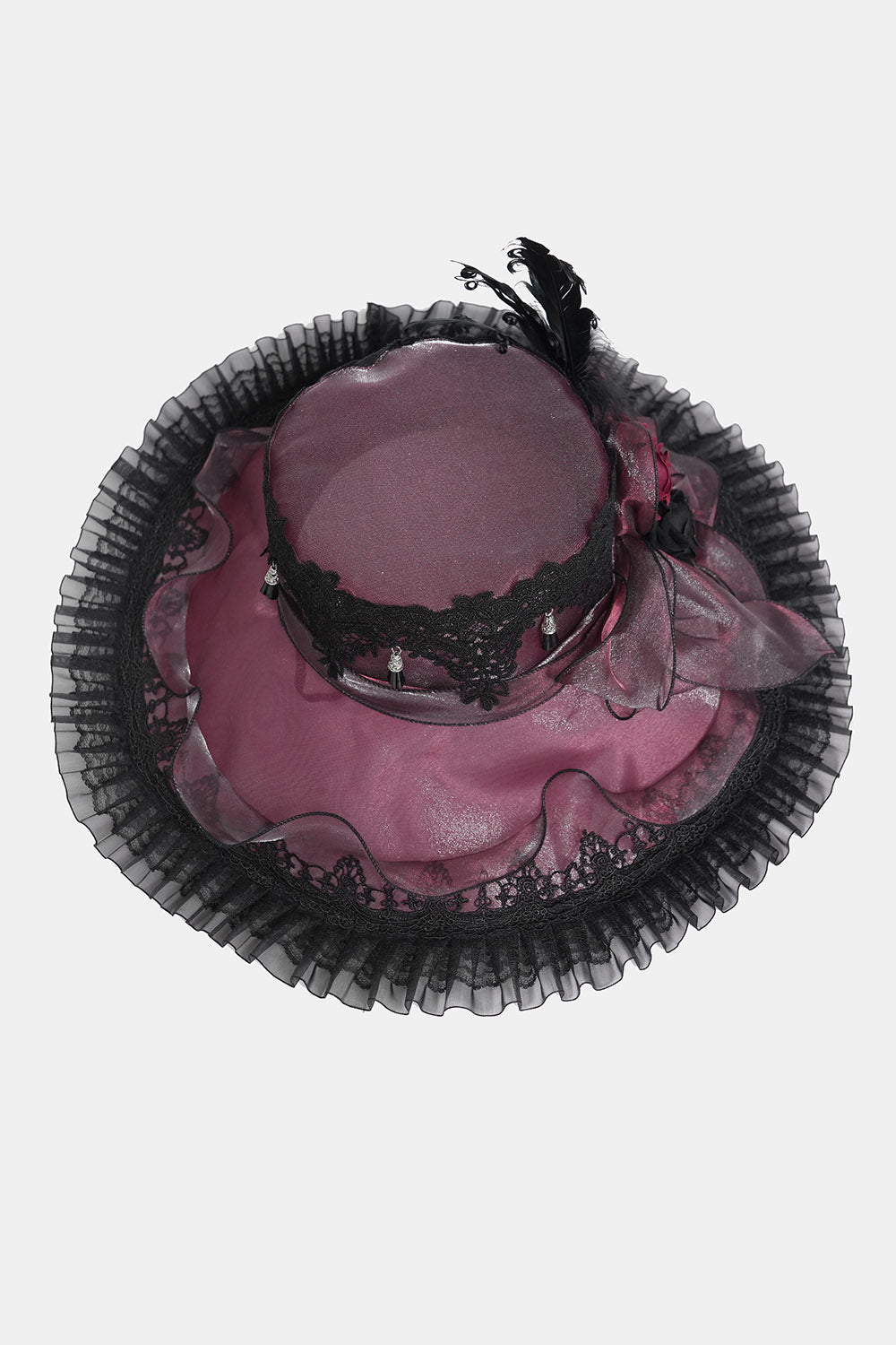 Bloodrose Ruffled Lace Garden Hat