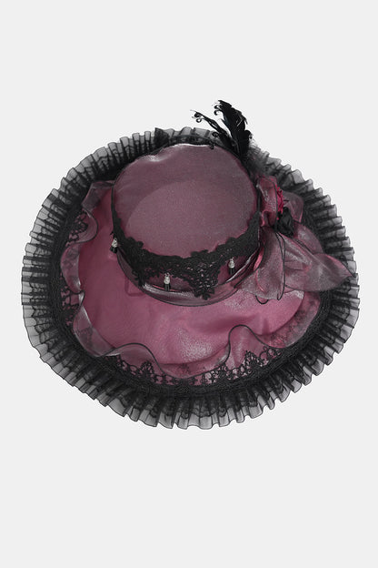 Bloodrose Ruffled Lace Garden Hat