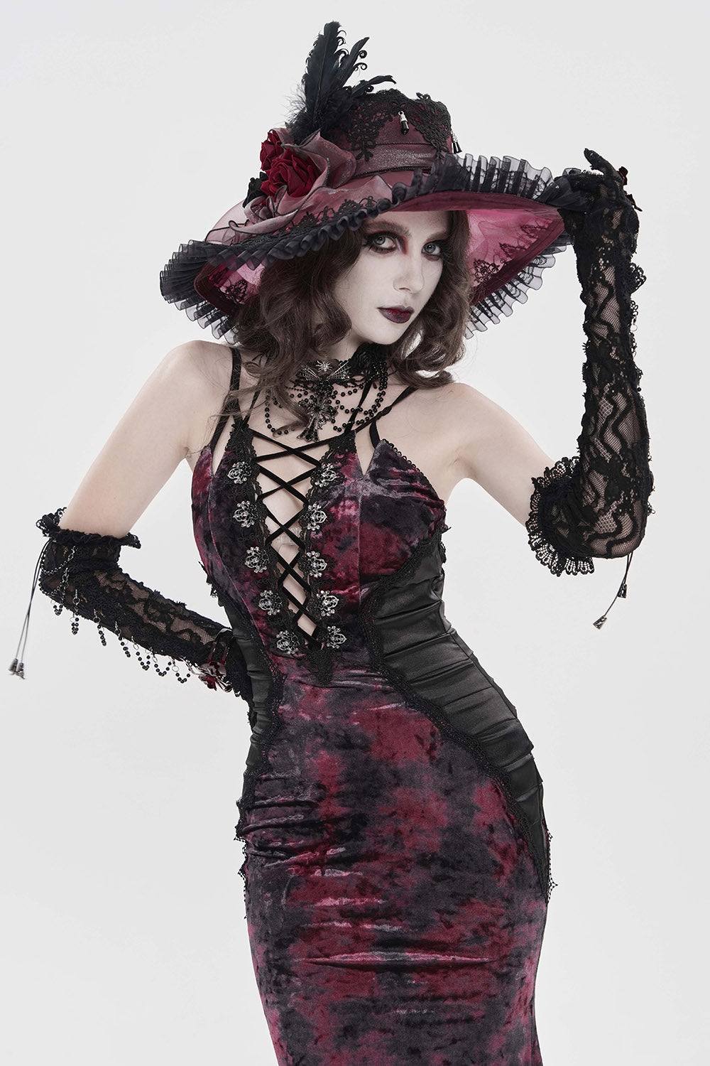 Bloodrose Ruffled Lace Garden Hat