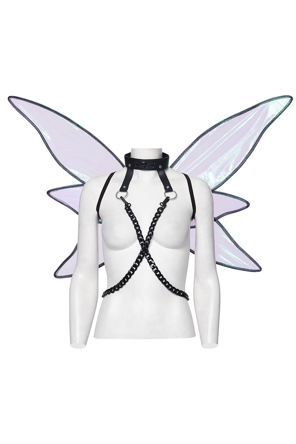 Cyberpunk Chain & Choker Fairy Wings Harness