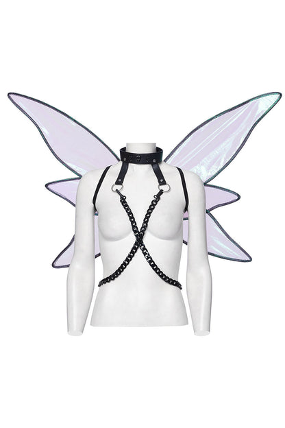 Cyberpunk Chain & Choker Fairy Wings Harness