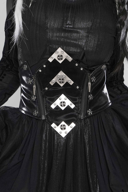 Black Moonlight Plated Corset Belt