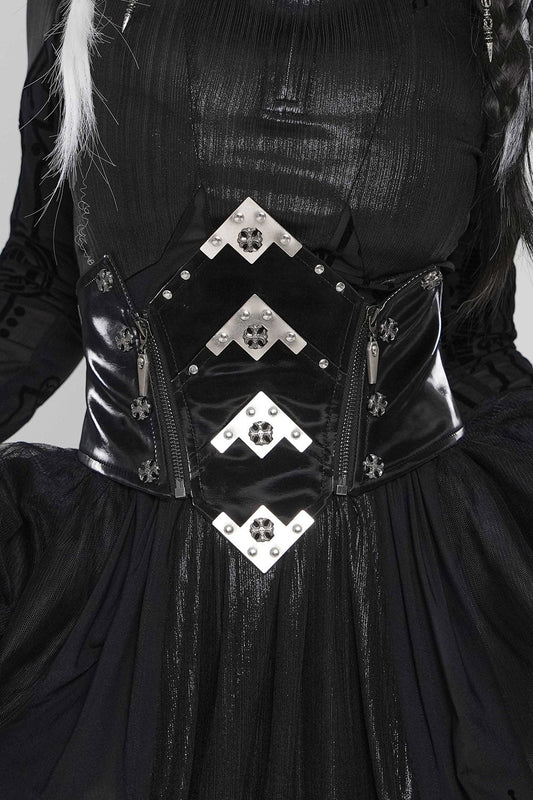 Black Moonlight Plated Corset Belt