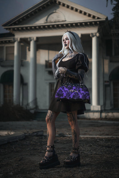 Damask Bat Handbag In Violet